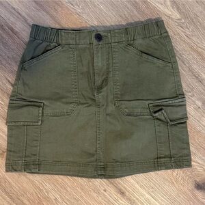 Olive Green Utility Cargo Mini Skirt